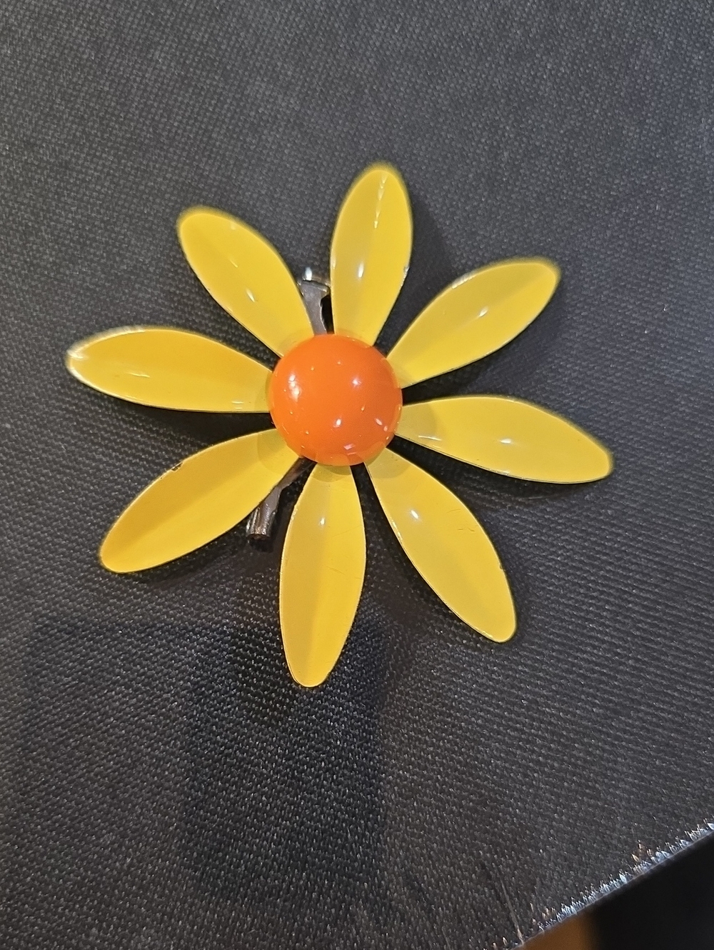 Yellow & Orange Enamel Daisy Brooch - Women's Floral Pin
